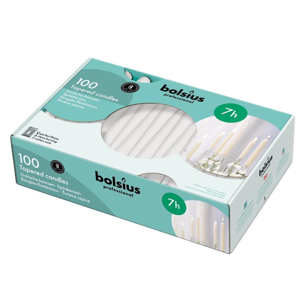 Bolsius White Professional Tapered Candles 24cm (Pack of 100) £49.49